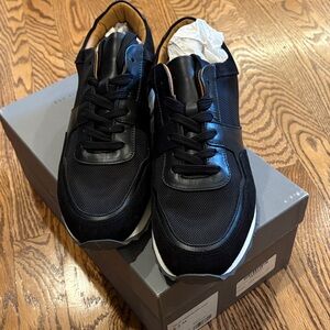 Aquatalia Black Suede and  Mesh Men's Weatherproof Sneakers